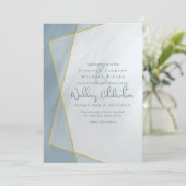 Invitation mariage de typographie géométrique bleu poussiéreu (Debout devant)
