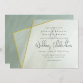 Invitation mariage de typographie géométrique en jade gris (Devant / Derrière)