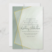 Invitation mariage de typographie géométrique en jade gris (Devant)