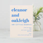 Invitation Mariage de typographie géométrique moderne coloré  (Debout devant)