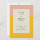 Invitation Mariage de typographie géométrique rose jaune mode (Devant)