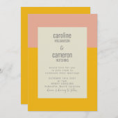 Invitation Mariage de typographie géométrique rose jaune mode (Devant / Derrière)