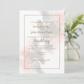 Invitation Mariage de typographie gris doux et bracelet/or (Debout devant)