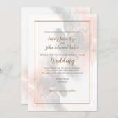 Invitation Mariage de typographie gris doux et bracelet/or (Devant / Derrière)