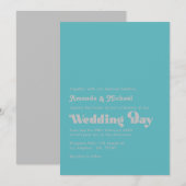 Invitation Mariage de typographie Icy Mint et Silver (Devant / Derrière)