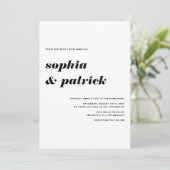 Invitation Mariage de typographie italique en gras noir (Debout devant)
