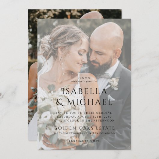 Invitation Mariage de typographie moderne (Devant / Derrière)