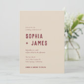 Invitation Mariage de typographie moderne Boho Arch Red Cream (Debout devant)