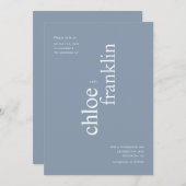 Invitation Mariage de typographie moderne Dusty Blue Bold (Devant / Derrière)