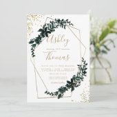 Invitation mariage de typographie moderne et chic avec cadre  (Debout devant)