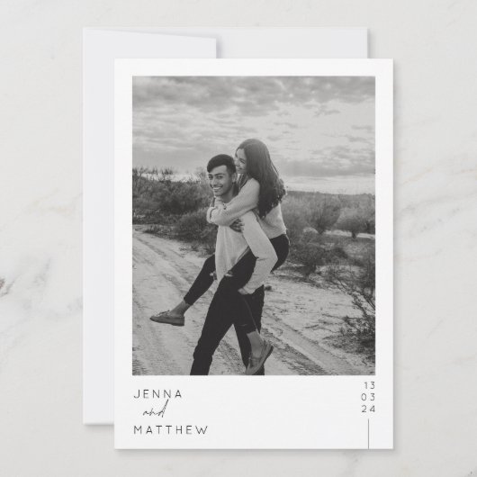 Invitation mariage de typographie moderne et minim (Dos)