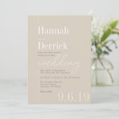 Invitation Mariage de typographie moderne et simple de Ivory  (Debout devant)
