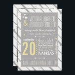 Invitation Mariage de typographie moderne gris et jaune<br><div class="desc">Vieux Hollywood Vintage Moderne Retro Playbill Votre photo Grey et Jaune Coeurs mignons Motif Géométrique Typographie Mariage Invitations - Jaune peut être changée en n'importe quelle couleur en cliquant sur personnaliser - Mariage gris et Jaune avec votre photo sur le dos</div>
