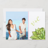 Invitation Mariage de typographie moderne rose et vert (Dos)