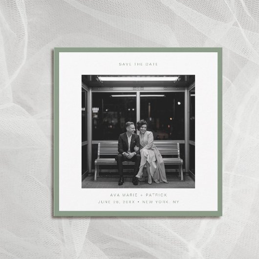Invitation Mariage de typographie moderne Sage Green Date de