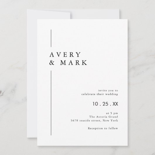 Invitation Mariage de typographie moderne simple (Devant)