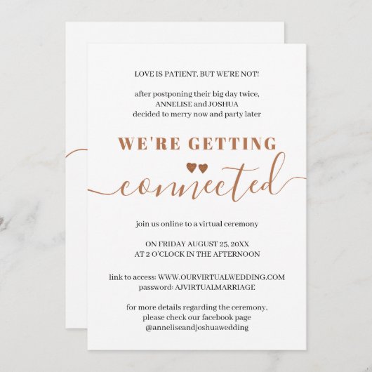 Invitation Mariage de typographie moderne simple et virtuelle (Devant / Derrière)