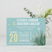 Invitation Mariage de typographie moderne Succulent et Mint & (Debout devant)