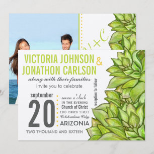 Invitation Mariage de typographie moderne Succulente à la cha
