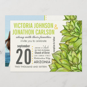 Invitation Mariage de typographie moderne Succulente à la cha