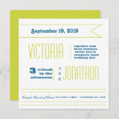 Invitation Mariage de typographie moderne turquoise et Lime (Devant / Derrière)
