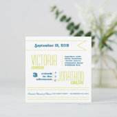 Invitation Mariage de typographie moderne turquoise et Lime (Debout devant)