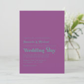 Invitation Mariage de typographie Moody Plum et Slate Retro (Debout devant)