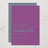 Invitation Mariage de typographie Moody Plum et Slate Retro (Devant / Derrière)
