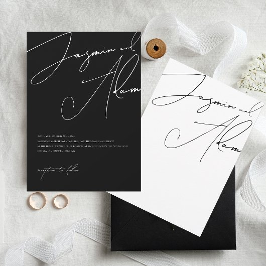 Invitation Mariage de typographie noir blanc