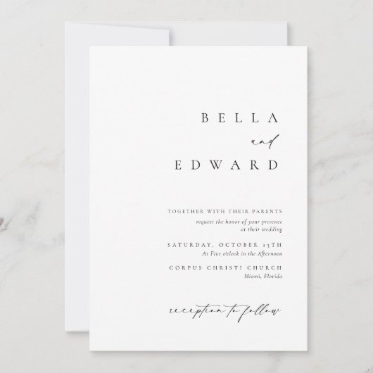 Invitation Mariage de typographie noir blanc classique modern (Devant)