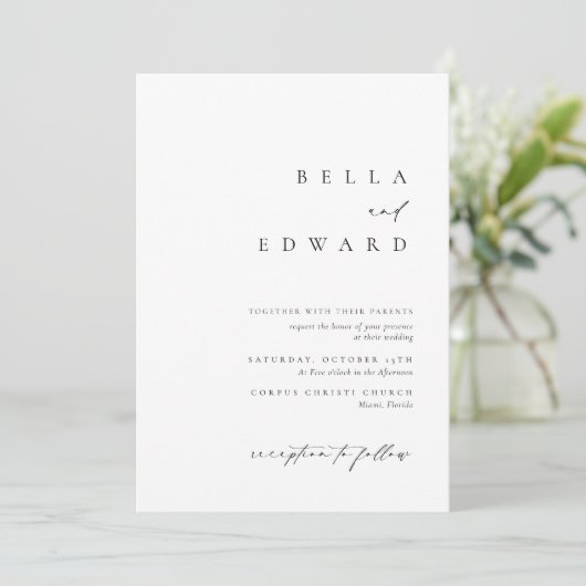 Invitation Mariage de typographie noir blanc classique modern (Debout devant)