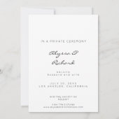 Invitation Mariage de typographie noir et blanc chic (Dos)
