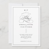 Invitation Mariage de typographie noir et blanc classique (Devant)