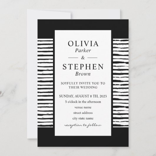 Invitation Mariage de typographie noir et blanc élégant Invit (Devant)