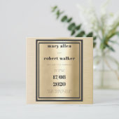 Invitation Mariage de typographie noire dégradé d'or métalliq (Debout devant)