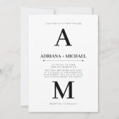 Invitation Mariage de typographie noire moderne blanc gras (Devant)