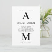 Invitation Mariage de typographie noire moderne blanc gras (Debout devant)