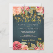 Invitation Mariage de typographie rose de marine rose pâle (Devant)