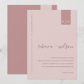 INVITATION MARIAGE DE TYPOGRAPHIE ROSE ROSE DE DUSTÉ MINIMALE (Devant / Derrière)