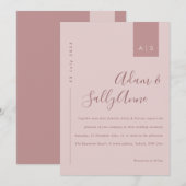 Invitation Mariage de typographie rose Rose Dusty (Devant / Derrière)