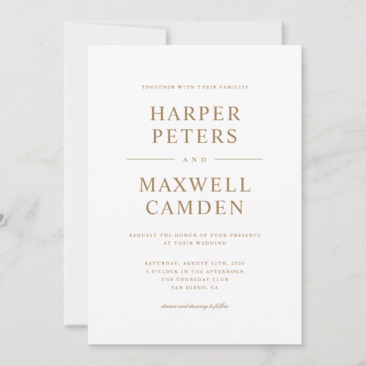 Invitation Mariage de typographie simple (Devant)