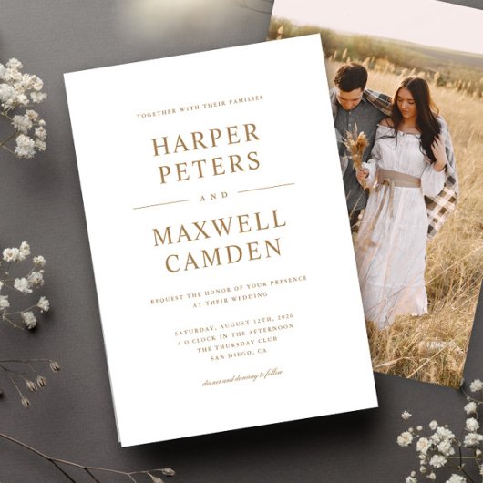 Invitation Mariage de typographie simple