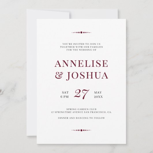 Invitation Mariage de typographie simple et moderne (Devant)