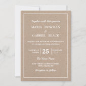 Invitation Mariage de typographie simple Kraft moderne (Devant)
