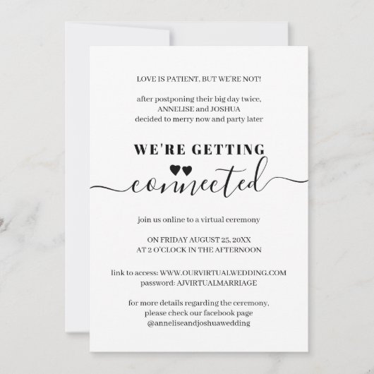 Invitation Mariage de typographie simple moderne virtuelle (Devant)