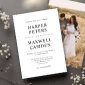 Invitation Mariage de typographie simple noir et blanc