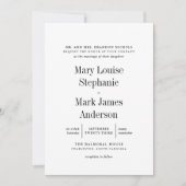 Invitation Mariage de typographie sophistiqué noir et blanc (Devant)