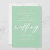 Invitation Mariage de typographie verte Chic Mint (Devant)