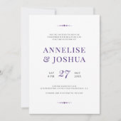 Invitation Mariage de typographie violet moderne simple (Devant)