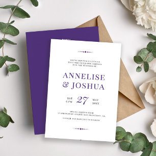 Invitation Mariage de typographie violet moderne simple